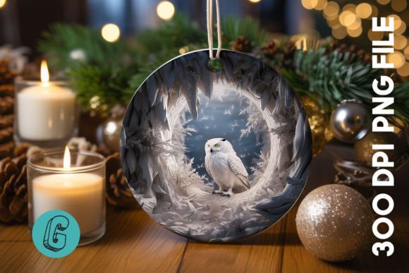 A Cute Owl Christmas Ornament Graphic for Brand Illustrations