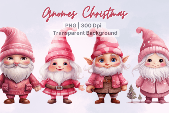 A Designer's Take on Cute Gnome Pink Christmas Graphics