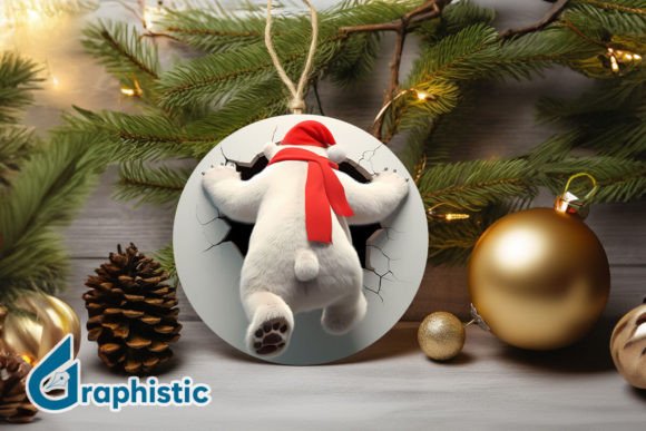A Festive Digital Graphic: 3D Polar Bear Christmas Ornament
