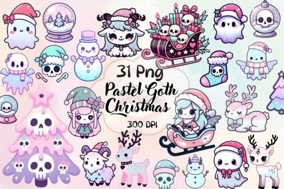 A Watercolor Pastel Goth Christmas Graphics Review