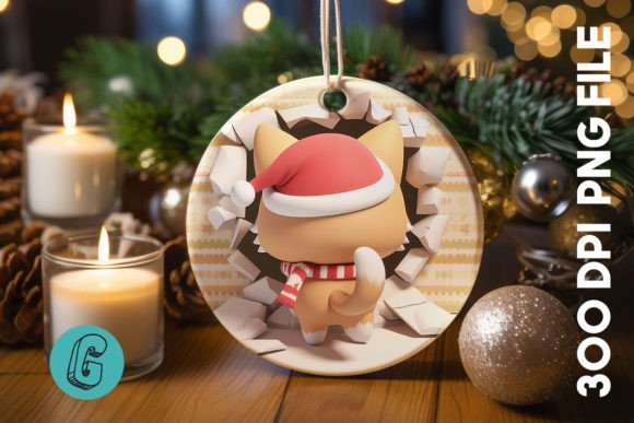 Cute Cat Christmas Ornament Graphics for Festive Illustrations