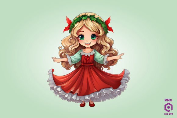 Cute Chibi Christmas Virgo Clipart for Sellable Graphics