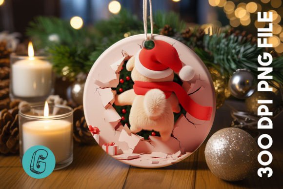 Cute Dog Christmas Ornament Back 33 Graphics