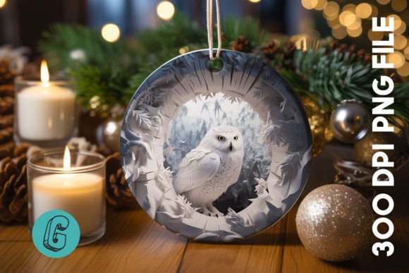 Cute Owl Christmas Ornament PNG 20 for Graphics and Illustrations