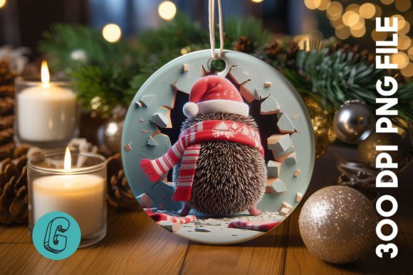 Hedgehog Christmas Ornament: A Festive Graphic for Product Creators