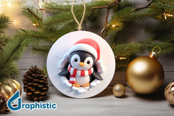 Penguin Christmas Ornament Graphics for Seasonal Illustrations