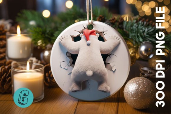 Polar Bear Christmas Ornament B 105: A Flexible Graphic Asset