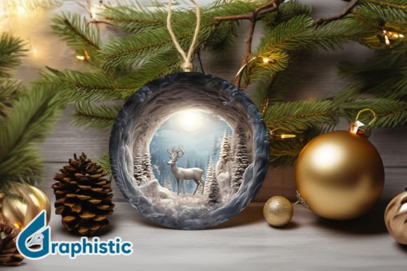 Reindeer Christmas Ornament PNG Graphics for Illustrations