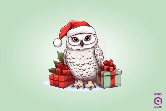 Reviewing the Snowy Owl with Christmas Gifts Graphics for Branding